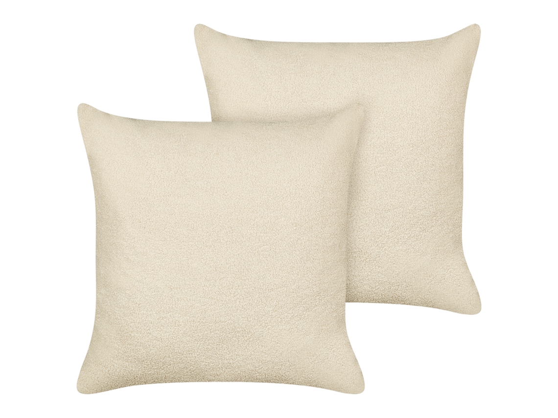 Cojines decorativos de estilo moderno BELIANI Leuzea de Bouclé Beige 60x60x4