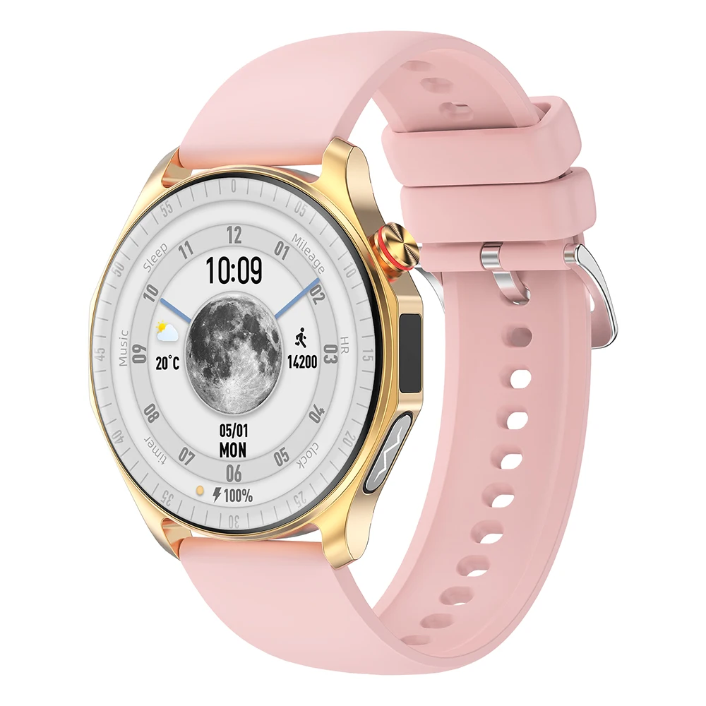 Reloj Inteligente De Salud Con Pantalla De 1,43 Pulgadas (silicona Dorada Y Rosa) Y Electrocardiograma.