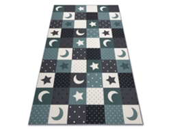 Alfombra Para Niños Stars Estrellas Turquesa/Gris (150 x 200 cm)