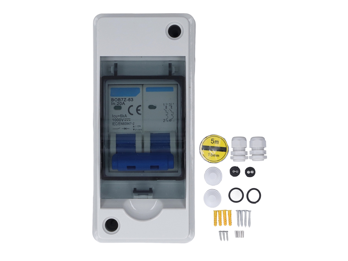 Disyuntor Mcb Caja Combinadora Pv Impermeable Interruptor De Desconexión 1000v Dc 20a Con Caja De Distribución