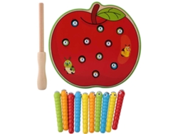 Juguete Educativo Magnético De Madera - Gusano Para Niños - Desarrollo De La Inteligencia - Apple