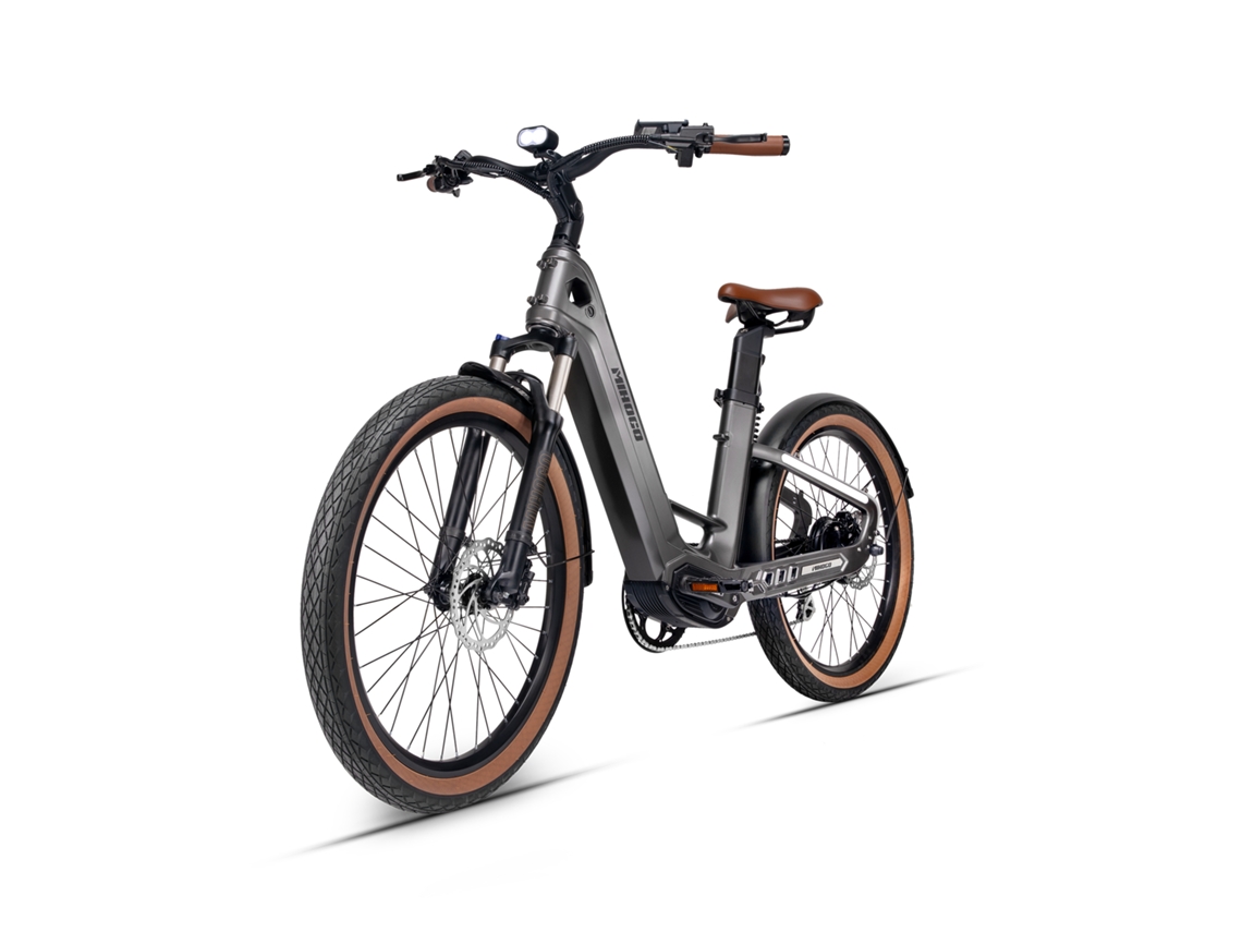 Bicicleta eléctrica Mihogo Air Max en fibra de carbono con doble batería, app inteligente y accionamiento hidráulico.