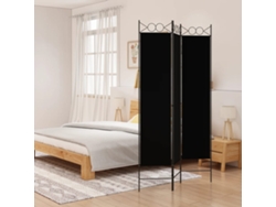 Biombo Divisor De 3 Paneles De Tela Negro 120x200 Cm