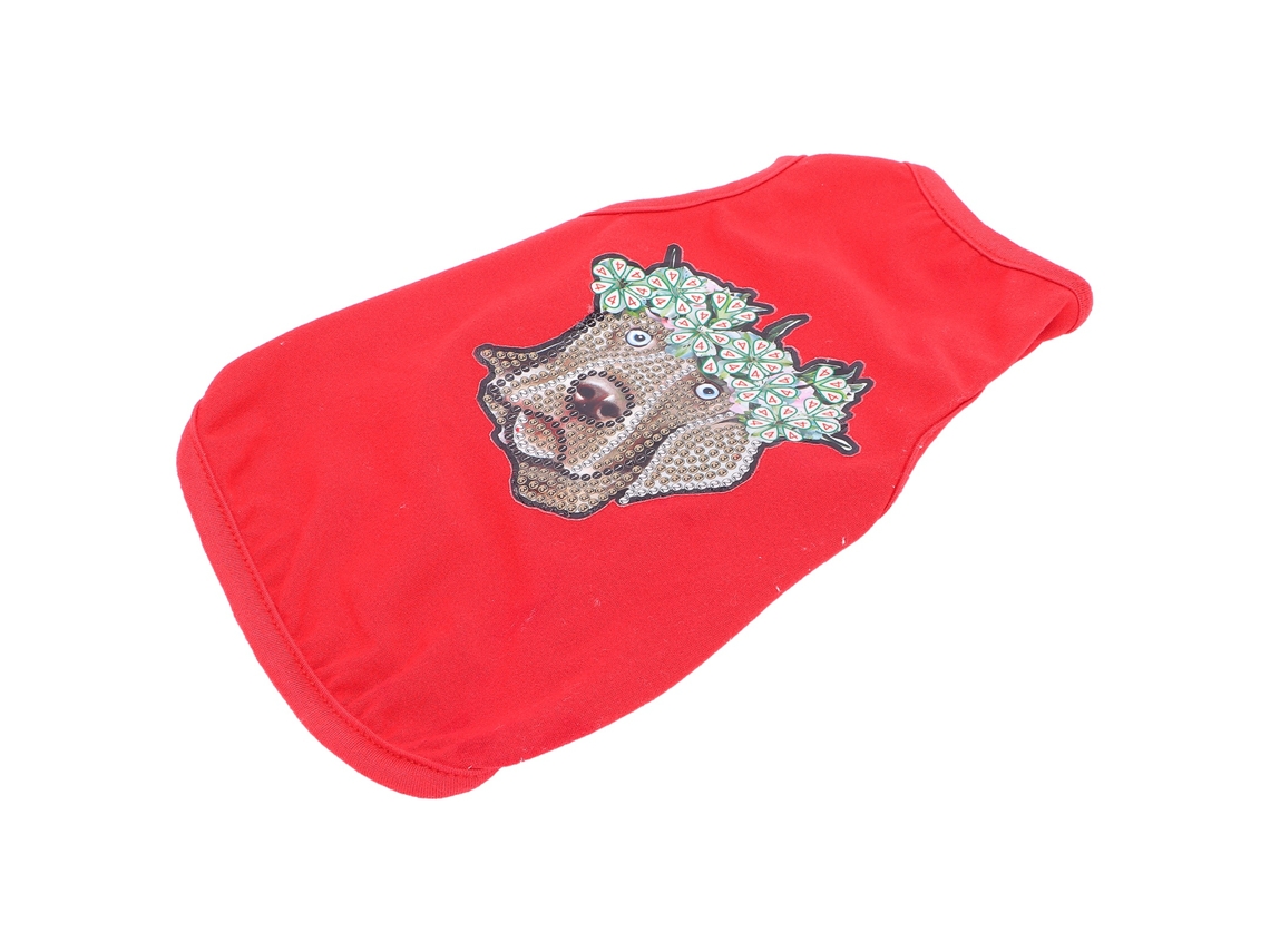 Bonita Camiseta Suave Y Transpirable Para Perros Con Pedrería Para Cachorros, Talla M, Roja.