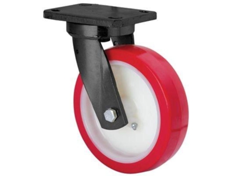 Rueda giratora placa 10hlb200-pob nylon blanco-poliur.rojo eje bolas ALEX