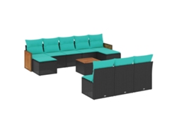 Maison Exclusive - Conjunto De Sofá De Jardín De 11 Piezas Con Cojines, De Poliratán Negro