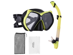 Conjunto De Snorkel Para Adultos Con Válvula De Purga, Máscara De Buceo, Gafas Ajustables, Equipo De Viaje, Negro Y Amarillo.