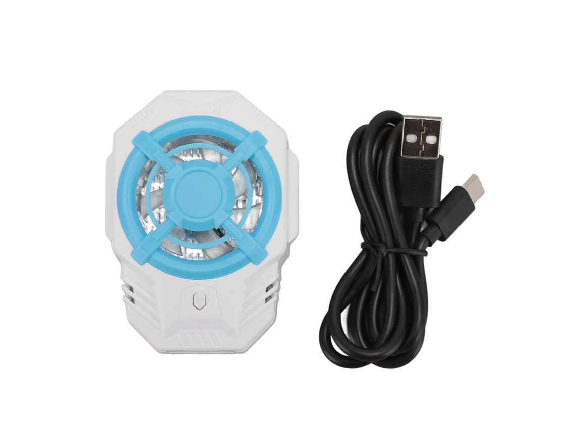 Refrigerador para celular con ventilador semiconductor, 2 velocidades, radiador para juegos y videos, azul y blanco.
