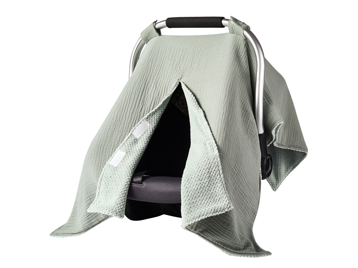 Funda para asiento de coche Chrui Baby con doble capota para recién nacidos (verde oliva)