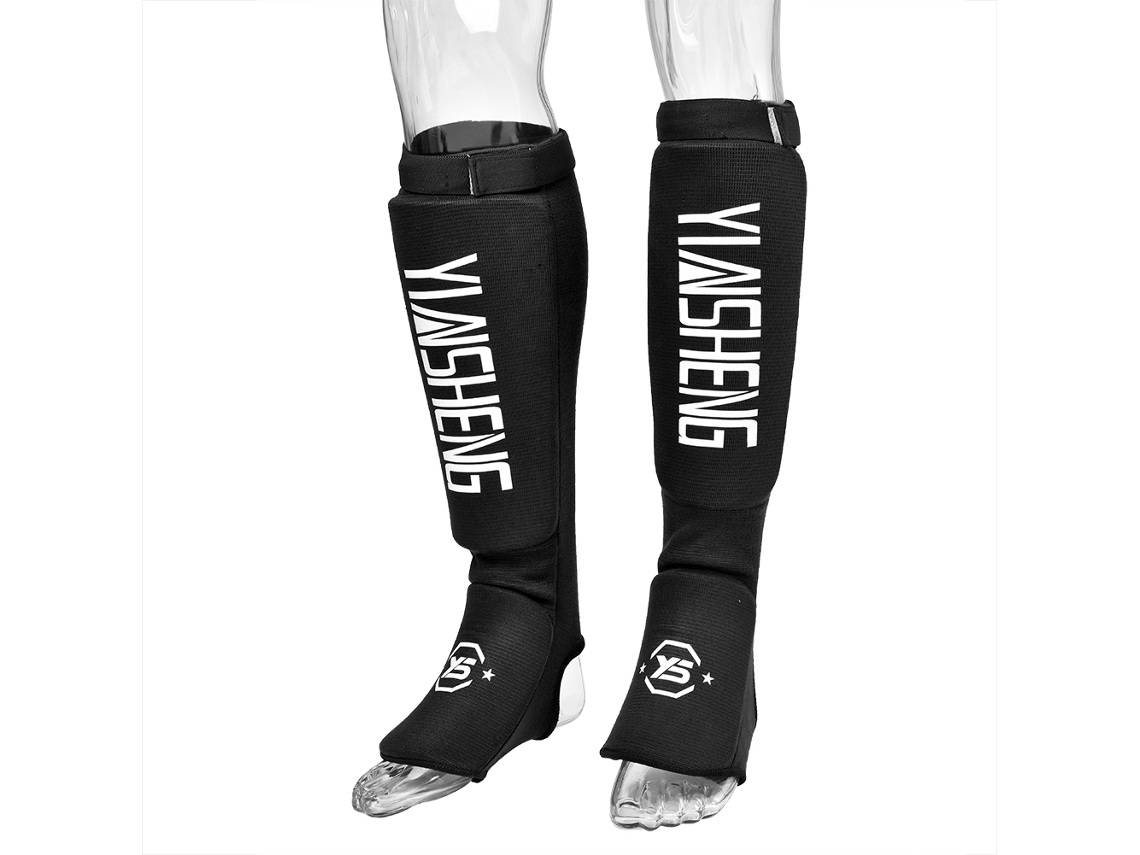 Protector de piernas y pies transpirable y duradero para MMA, boxeo, karate y taekwondo (negro L)