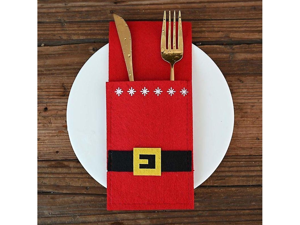 Portacubiertos navideño, bolsa para cubiertos, fundas de bolsillo para cubiertos, bolsa para decorar la cena navideña. Nostalgia88