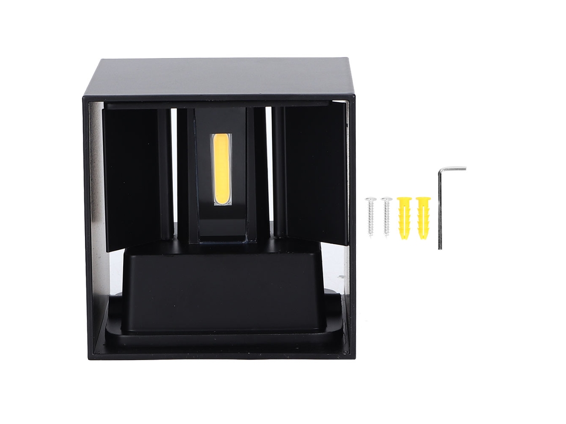 Yncm2026-lámpara De Pared Led Exterior Impermeable 85-265v 3000-3200k Regulable 10w Aluminio Negro Cuadrada