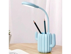 Lámpara táctica USB de oficina con forma de cactus, brillo ajustable, luz LED suave, portalápices portátil, 135x98x415 mm.