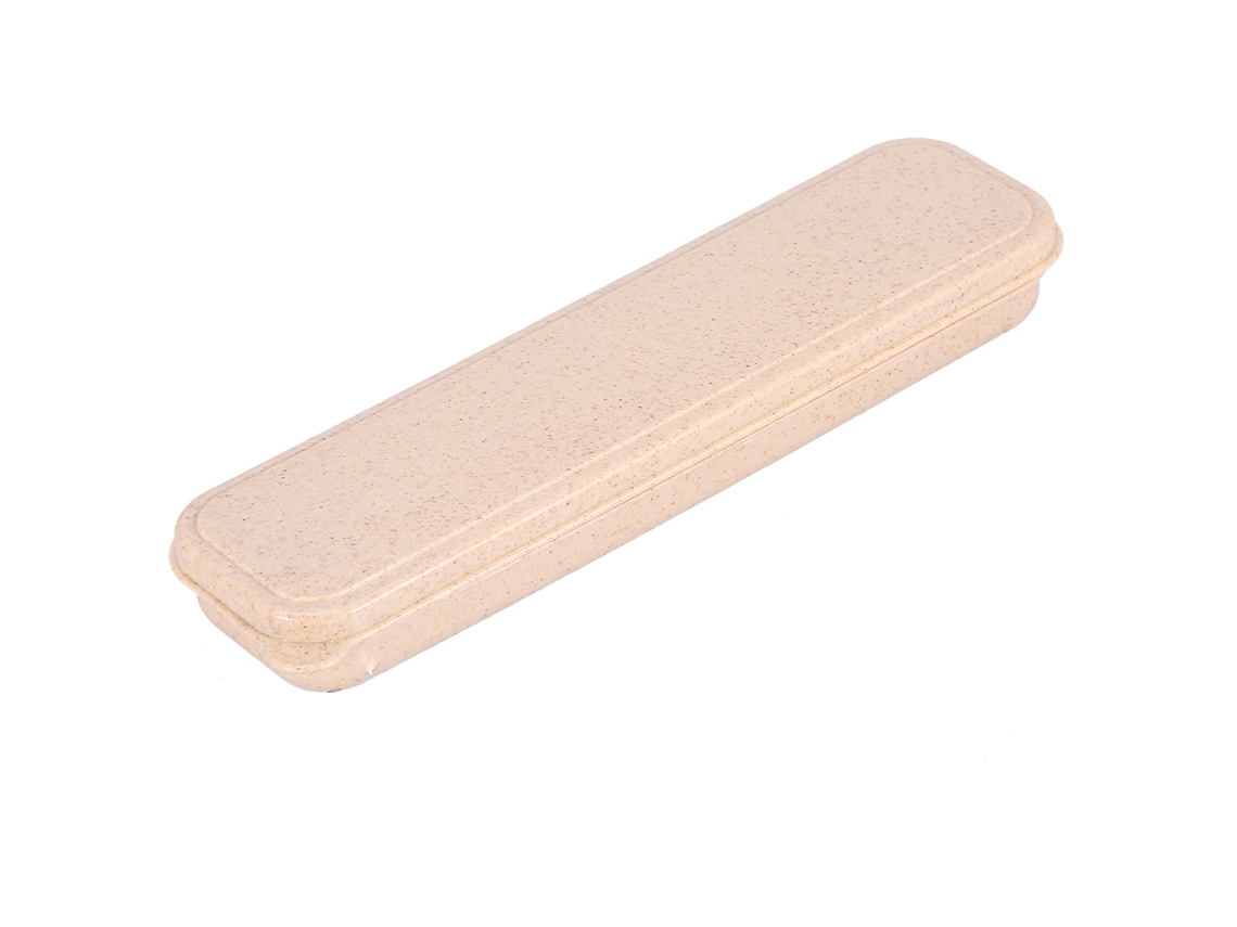 JILLIOPER Juego de Cubiertos de Paja de Trigo Portátiles, Cuchara, Tenedor y Palillos, 3 Piezas, con Caja (Beige)