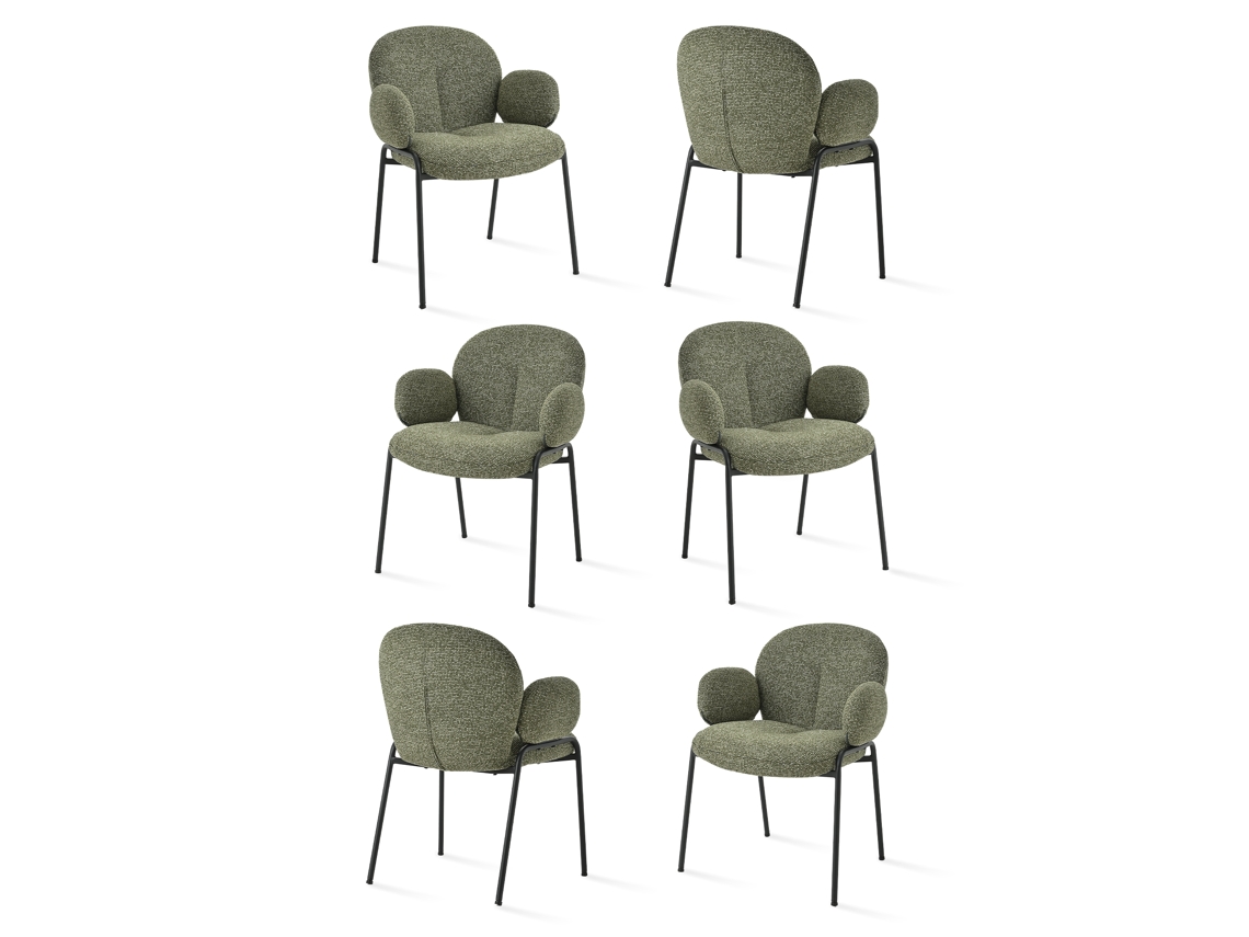 Sillas De Comedor Goeurvant 1235(pack De 6, Verde, Tela)