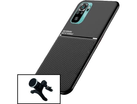 Kit Protector de Pantalla de Vidrio Templado + Carcasa + Soporte Magnético Xiaomi Redmi Note 10s PHONECARE Magnetic Lux Negro