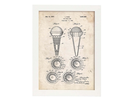Póster NACNIC con Patente de Cono de Helado. con Diseño de Patente Antigua.