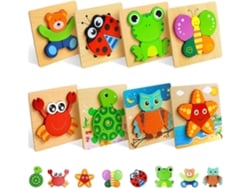 Juego De Rompecabezas De Madera Para Niños, Paquete De 8 Rompecabezas Educativos Para Niños De 1 A 3 Años. Czhhmart