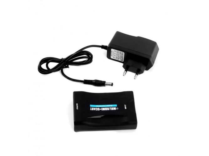 Convertidor SCART a HDMI Adaptador de señal de audio y video Convertidor HDMI 1080P （Negro）