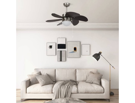 vidaXL Ventilador de techo con lámpara marrón oscuro 76 cm