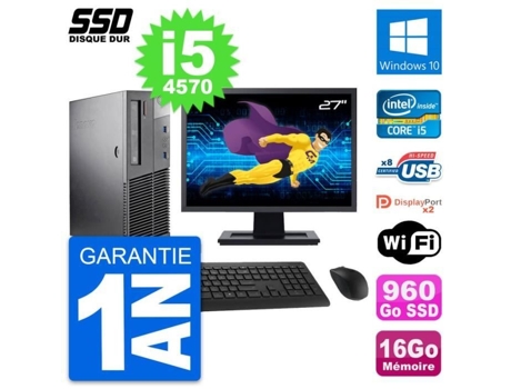 Desktop LENOVO M93P Sff 27 Tela Intel I5-4570 Ram 16Gb Ssd 960Gb Windows 10 Wifi
