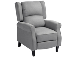 Sillón Reclinable De Lino Sintético, Capacidad De 150 Kg, Color Gris.