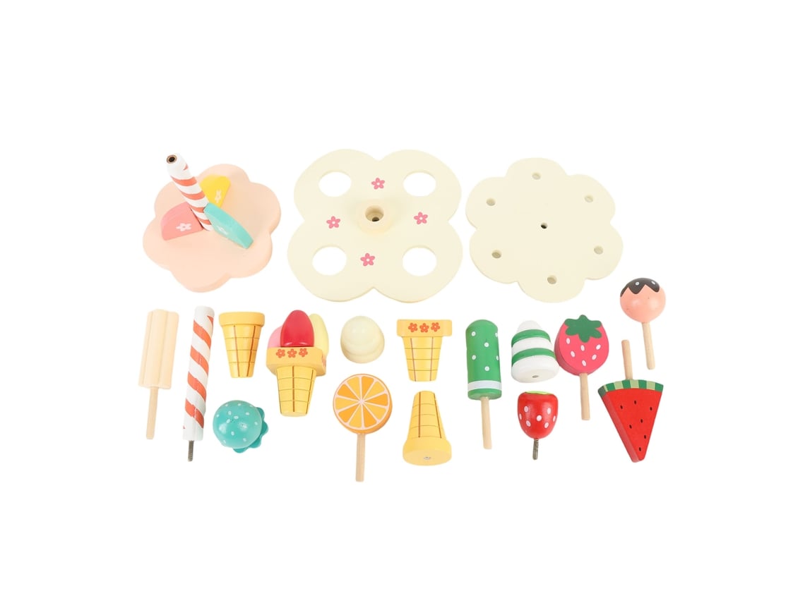 Juego De Té De Madera Con Estante Para Postres Y Helados Para Niños.