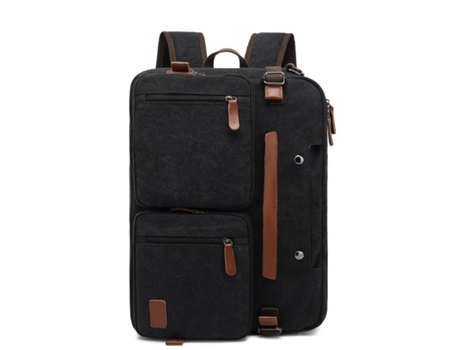Mochila multifuncional Mochila para computadora para hombres Bolso para computadora portátil de negocios Bolsa impermeable-Lona negra