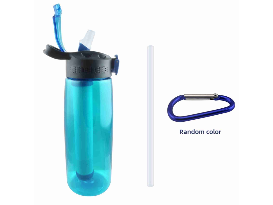 Botella De Agua Tritan Con Filtro, Libre De Bpa, Tapa Con Cierre, Brújula Integrada Para Acampar, Hacer Senderismo Y Viajar - Verde
