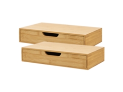 Set de 2 estantes de pared Bokn con cajón hasta 5 kg bambú 40x24x8cm - Natural [EN.CASA]