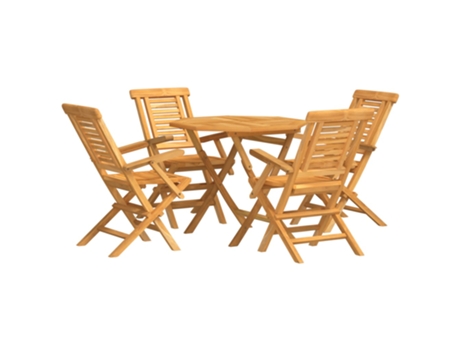 Conjunto 5 de comedor para jardín VIDAXL madera maciza de teca