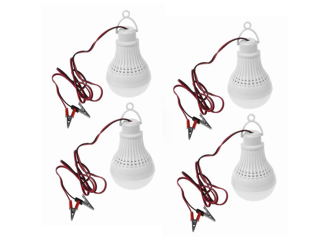 4 Bombillas Led E27 De 12 W Para Emergencias, Acampada, Caza Y Uso En Exteriores, 12 V Cc, Luz Blanca Fría De 6000 K.