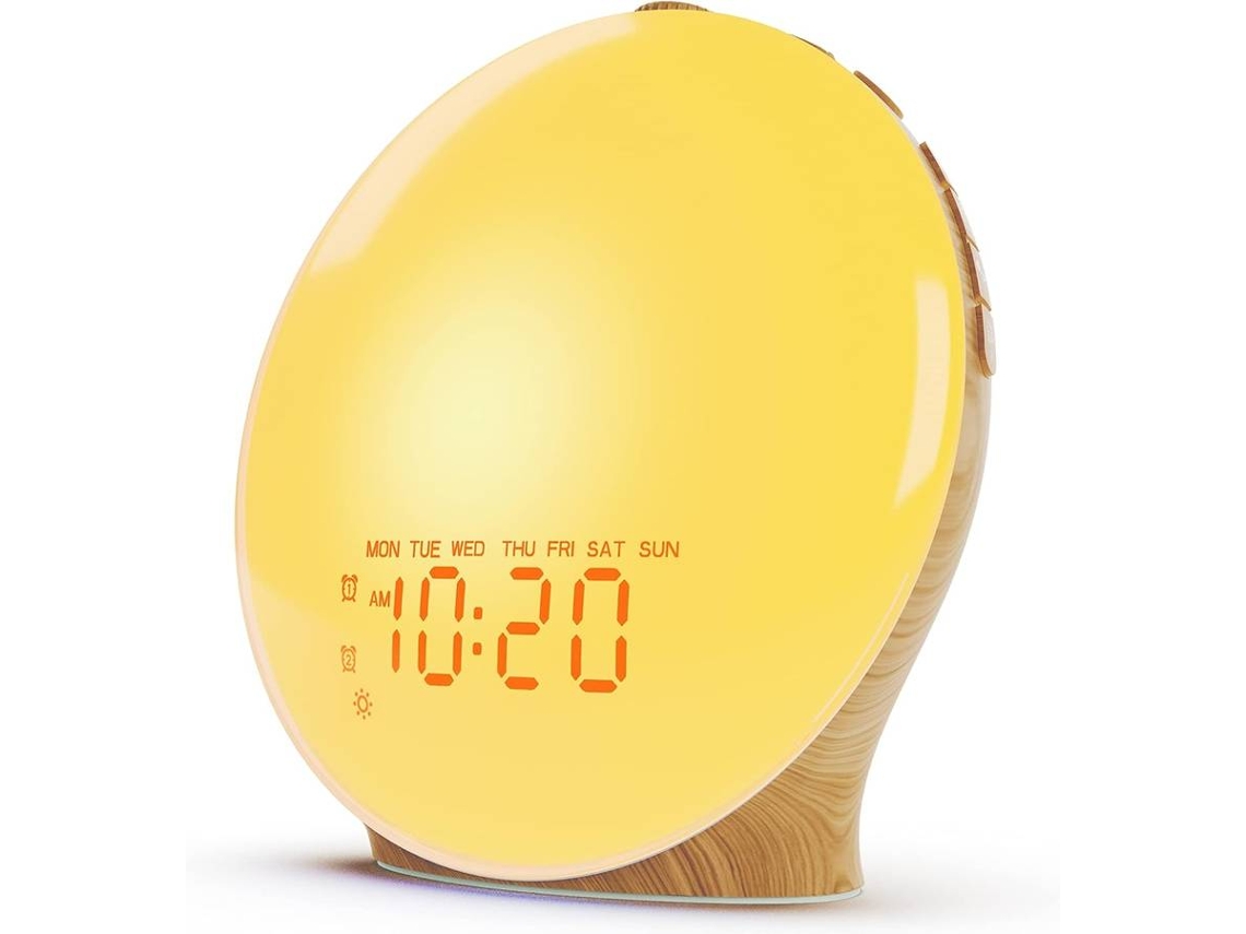 Despertador con luz de amanecer para niños, personas que duermen profundamente, dormitorio, máquina de ruido blanco (blanco)