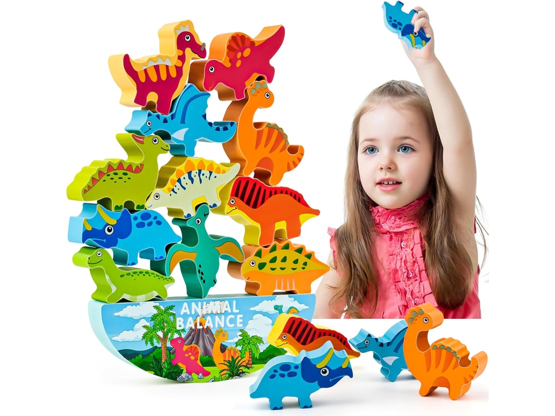 Juguete Educativo Montessori De Madera Con Diseños De Dinosaurios, Juego Apilable Para Niños De 3 A 6 Años. Czhhmart