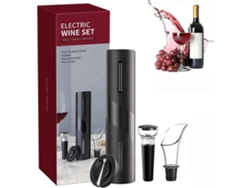 Abrebotellas Eléctrico A Pilas Con Cortador, Decantador Y Tapón (negro)