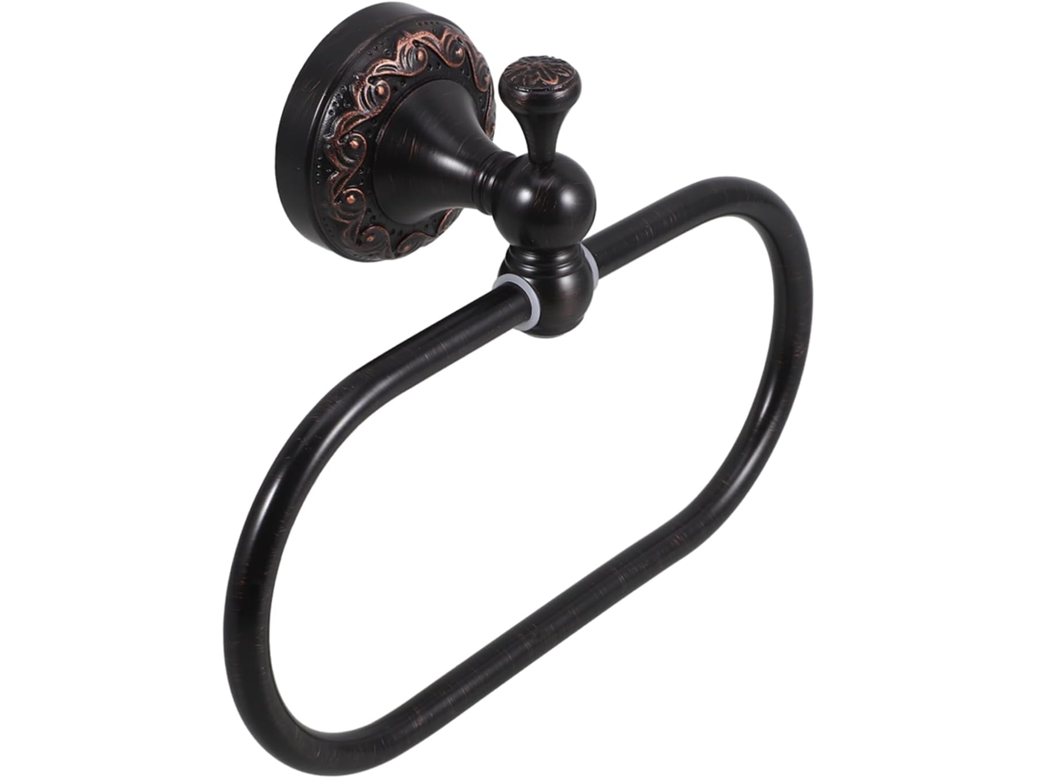 Toallero De Pared Con Aro De Cobre Negro, Estilo Retro.