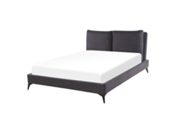 Cama con somier BELIANI Melle de Terciopelo Gris 156x233x95