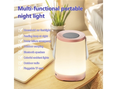 Altavoz Bluetooth 3W 4.2V Luz Nocturna Portátil Multifuncional Colorida Compatible con Función de Radio Rosa