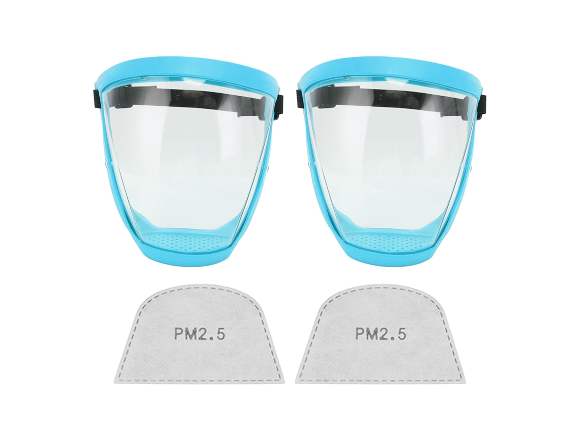 2 Protectores Faciales Transparentes Reutilizables Con Filtro De Algodón Para Niños - Azul Laguna