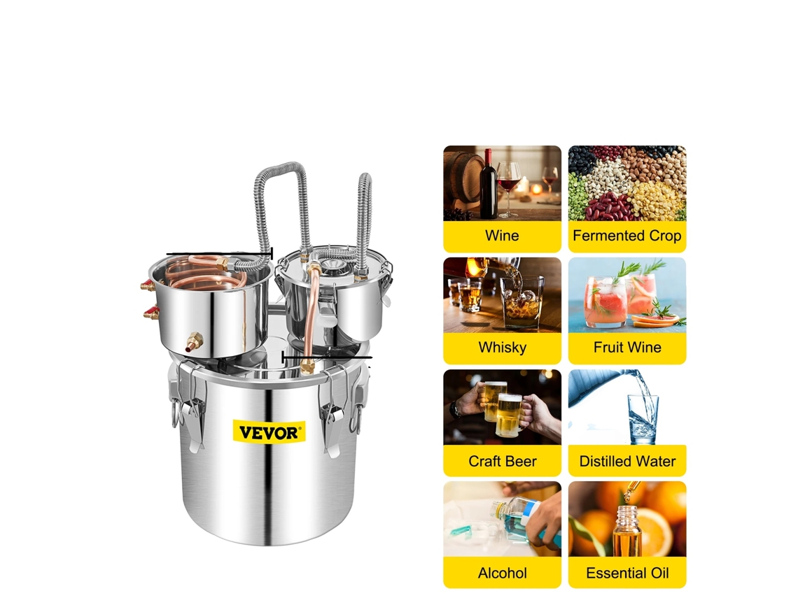 Destilador de alcohol de acero inoxidable de 12 a 50 litros con sistema de enfriamiento rápido OEM