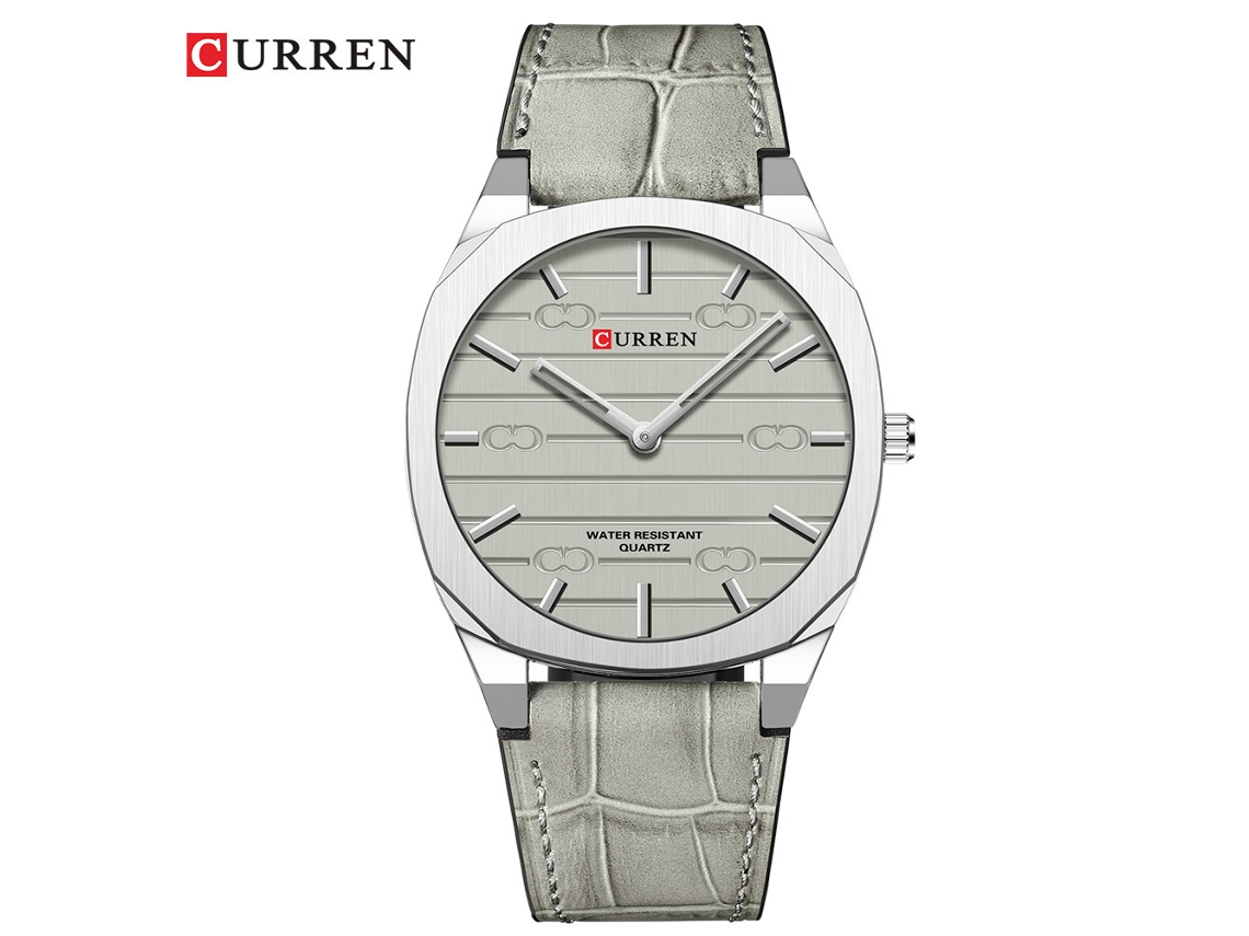 Reloj de pulsera unisex ultrafino de cuarzo, resistente al agua y con esfera grande (blanco grisáceo).