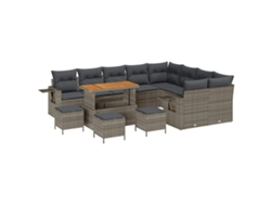 Maison Exclusive - Conjunto de sofás de jardín con cojines, 13 piezas, mimbre gris