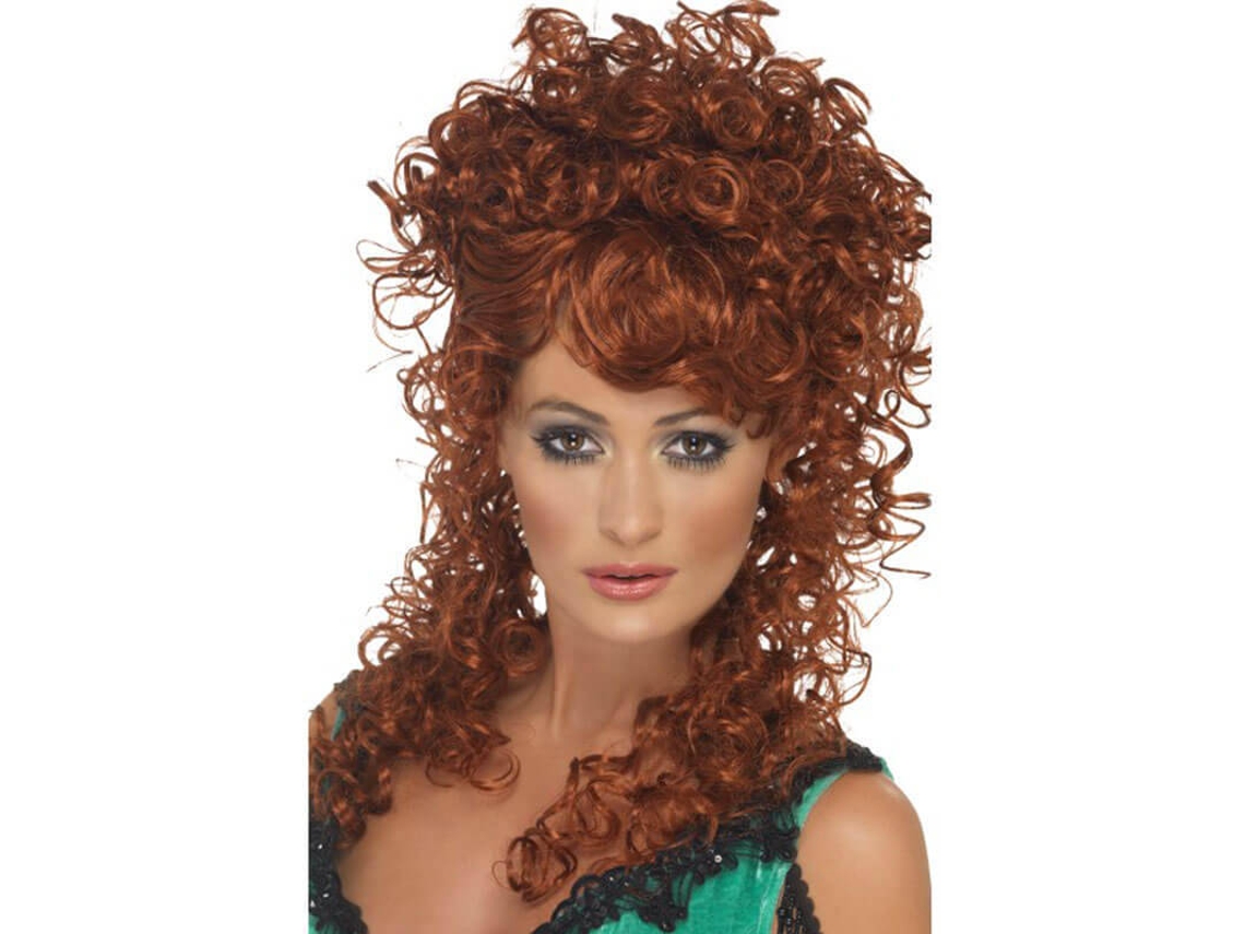 Peluca DISFRAZZES Castaña De Saloon Girl Larga Y Rizada (Talla: Talla Universal)