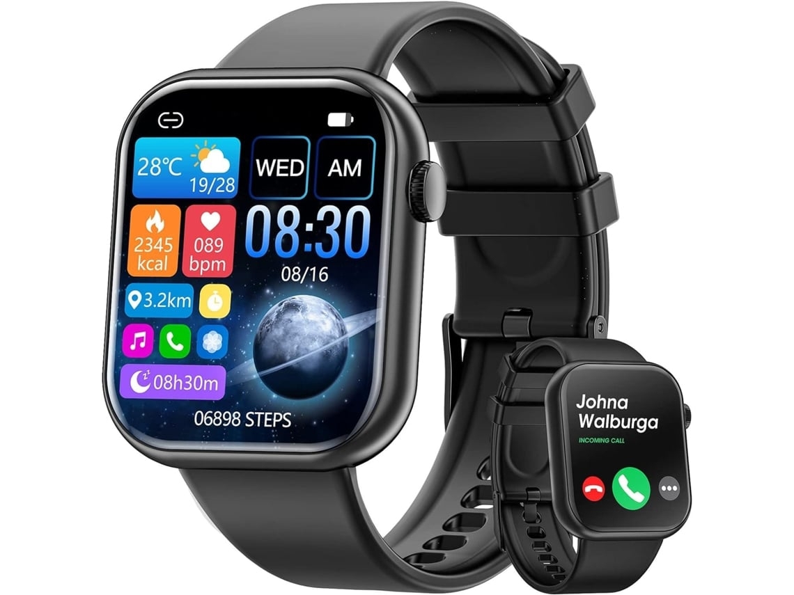 Reloj inteligente Chennnls G20 con 185 funciones, rastreador de llamadas, monitor de actividad física, múltiples modos deportivos, IP68, compatible con Android/iPhone, negro