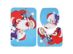 Juego de 3 alfombras de baño con tapa de inodoro, rectangulares, antideslizantes, con estampado de muñeco de nieve, color azul