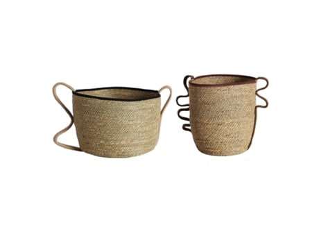 Cesto J-2 Wica, de Fibra Natural, en color Negro-Natural, de 35x35x28cm LASTDECO
