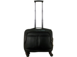 Maleta Trolley Equipaje De Mano Comercial Piloto Maletin De Piel Sintética Con 4 Ruedas Y Con 4 Compartimientos Color Negro Coshano