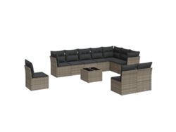 Maison Exclusive - Set De Sofás De Jardín 11 Pzas Y Cojines Ratán Sintético Gris