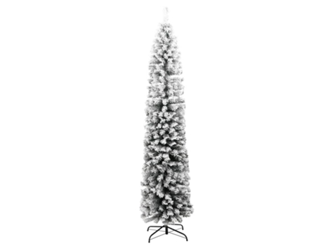 vidaXL Árbol de Navidad artificial estrecho con nieve PVC verde 240 cm