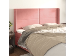 Cabecero Con Orejas De Terciopelo Rosa 163x16x118/128 Cm